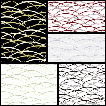 Set of 5 Seamless Silver Grass Pattern Background Illustrations and Vectors