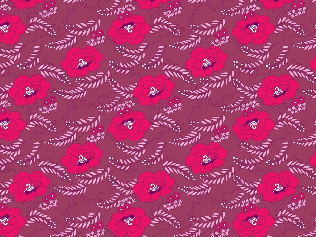 Pink Peony Chintz Pattern on Pink-Gray Background