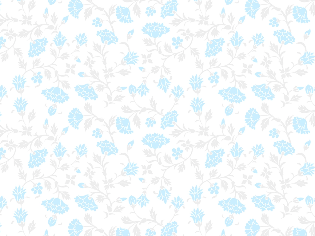 Light Blue Floral Chintz Pattern on White Background