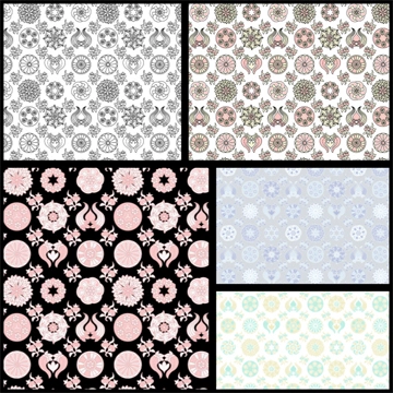 Set of 5 Hanabishi and Turtle Shell Pattern Background Illustrations and Vectors