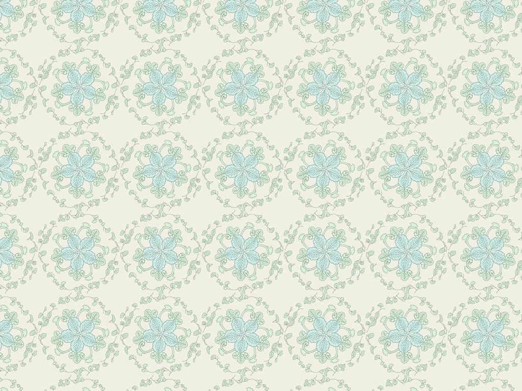 Light Blue Green Botanical Patterns with Light Beige Background