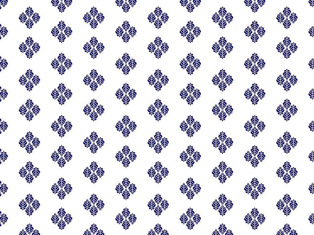 Blue Leaf Pattern with White Background