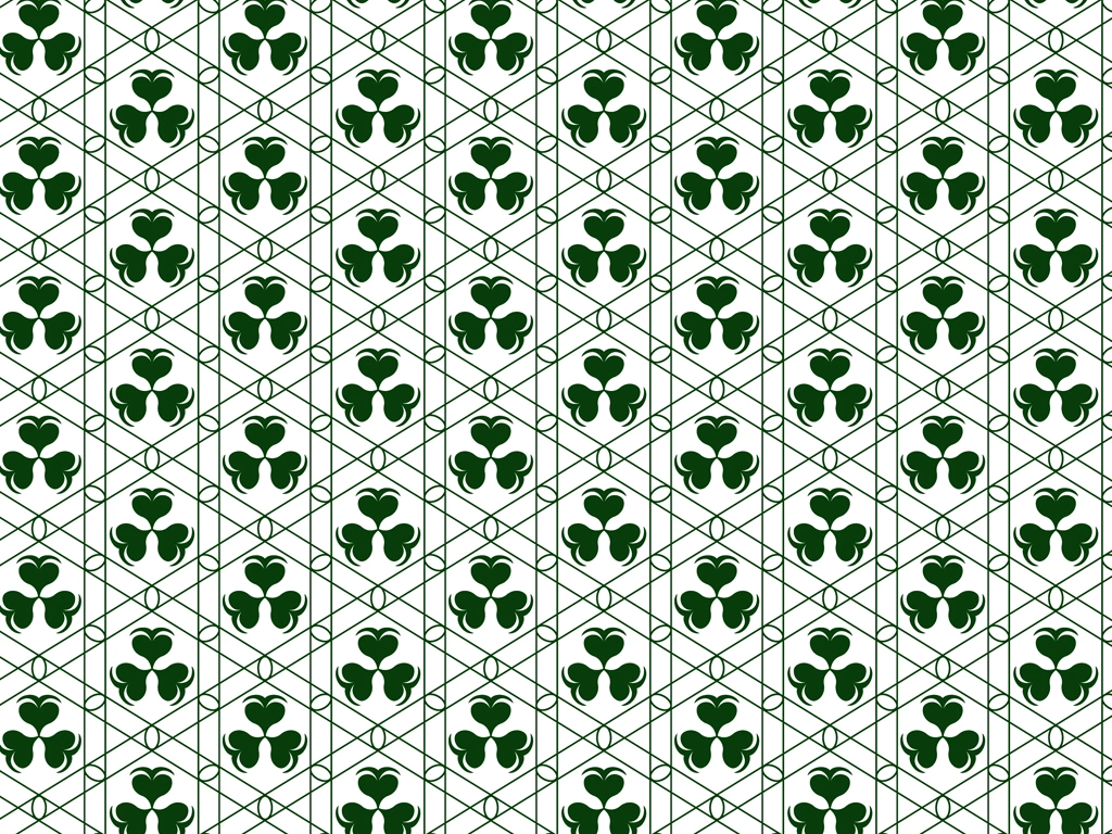 Green Clover Pattern with White Background