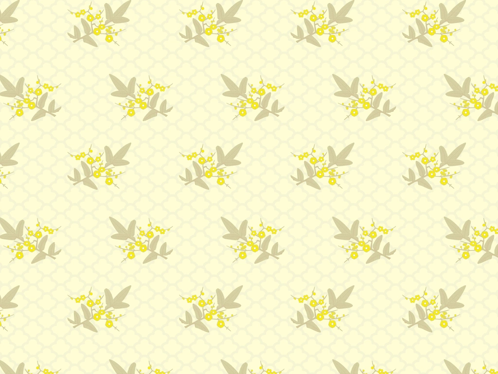 Yellow and Tan Japanese Plant Pattern with Cream Background