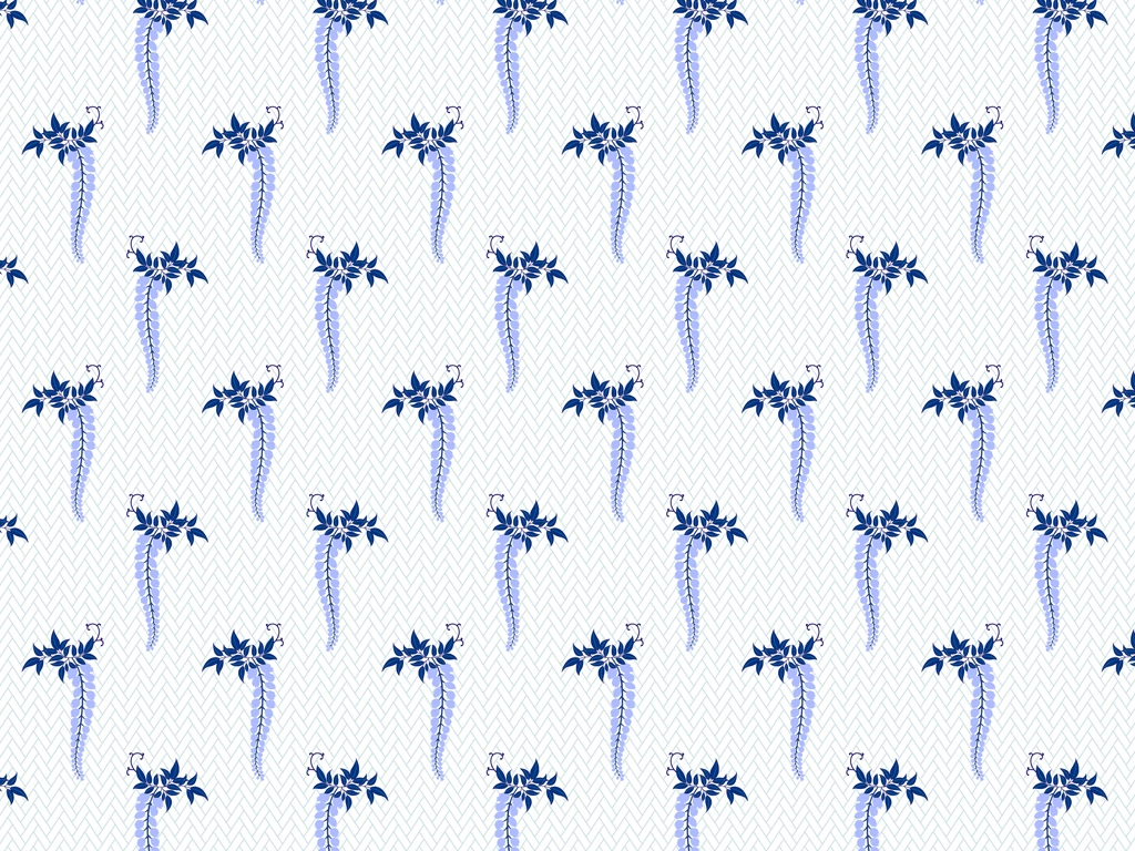 Blue and Light Blue Wisteria and Cypress Fence Pattern Background