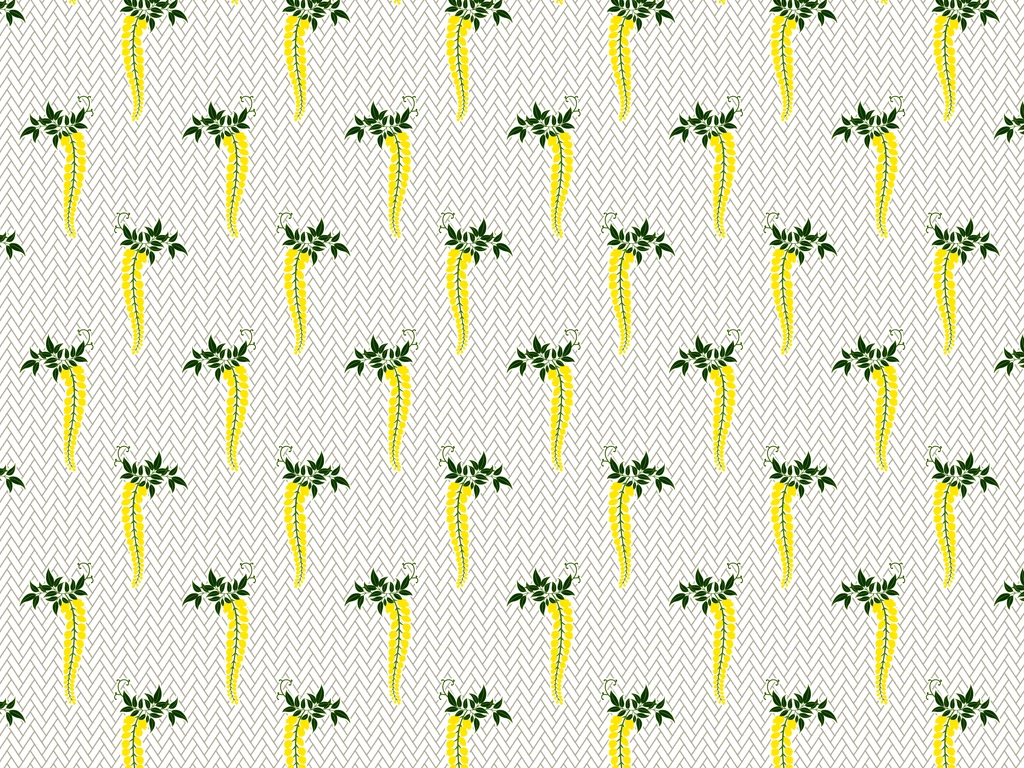 Green and Yellow Wisteria and Cypress Fence Pattern Background