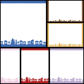 Set of 5 Townscape Frame Illustrations & Vectors