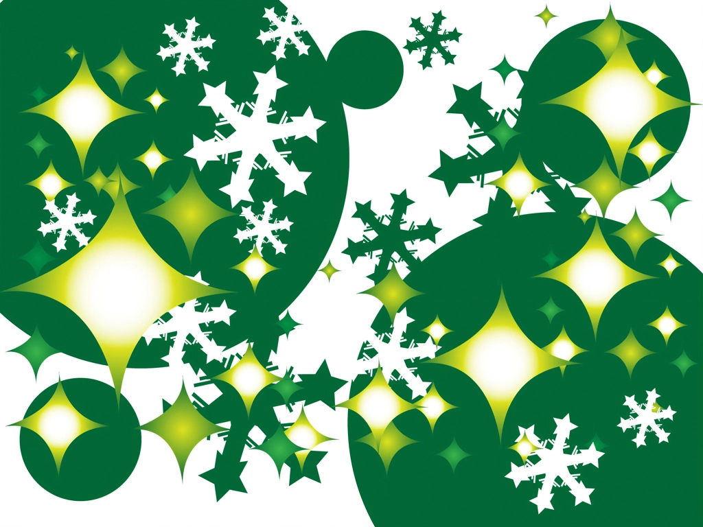 Green and White Abstract Snowflake Background