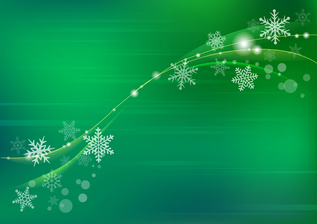 Flowing Snowflake with Green Background Illustration