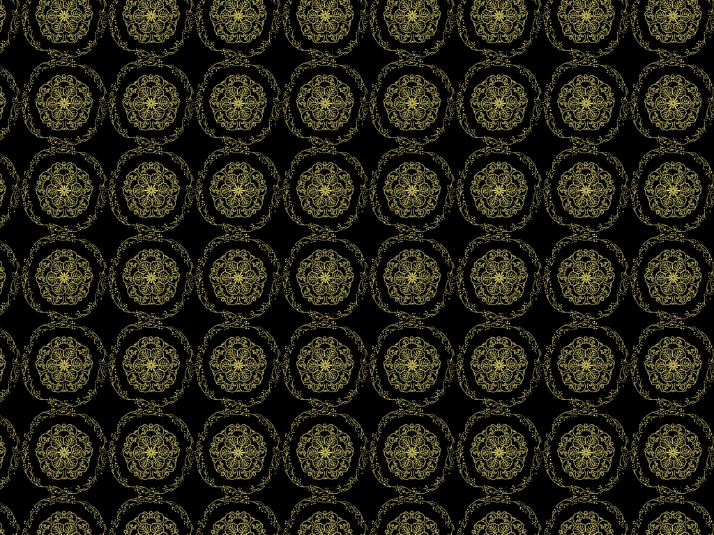 Gold Plant Pattern with Black Background Illustration