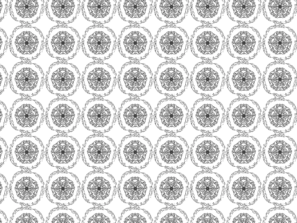 Black Plant Pattern with White Background Illustration