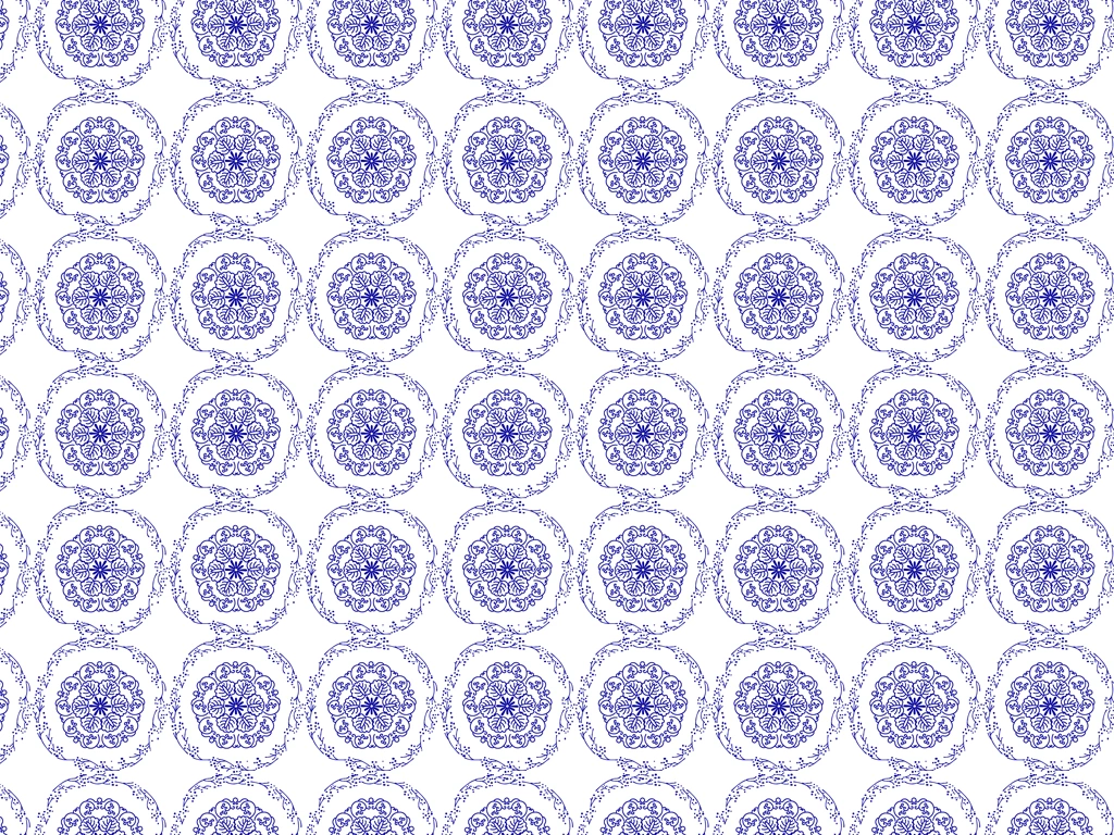 Blue Plant Pattern with White Background Illustration