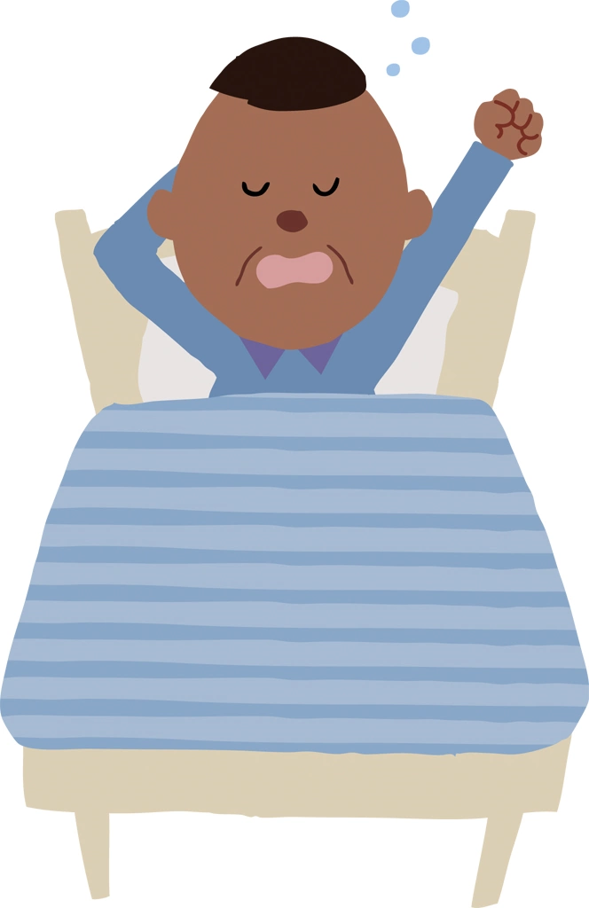 Old Black Man Waking Up Yawning, Illustration