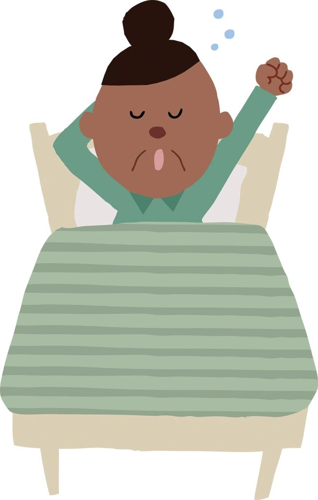 Old Black Woman Waking Up Yawning, Illustration