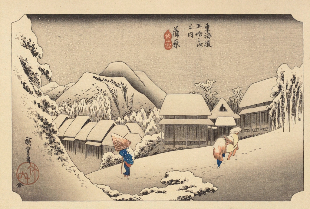 Hiroshige, 15th Station Kanbara, from 53 Stations of the Tōkaidō, The Sequel to the Scenes of the Fifty-three Stations of the Tōkaidō Road