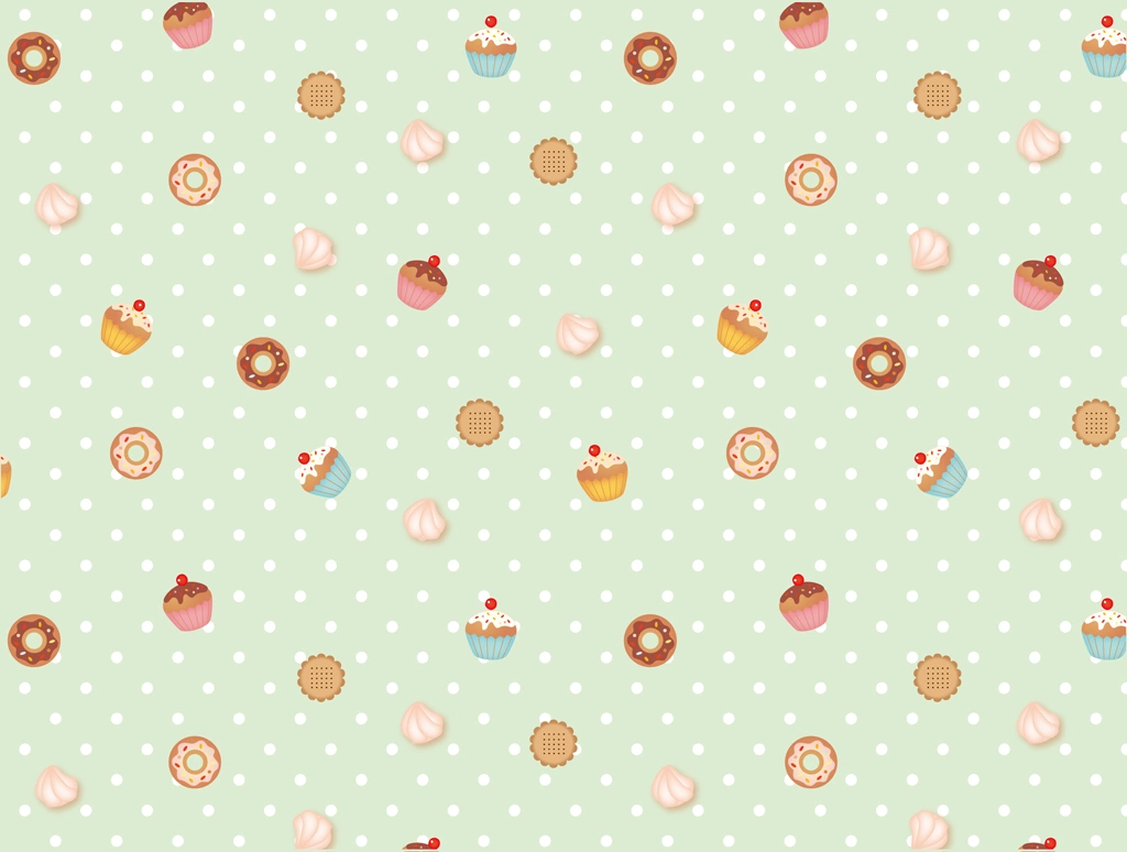 Sweet and Dot Pattern with Light Green Background Illustration