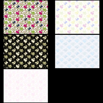 Set of 5 Wave and Floral Pattern Background Illustrations and Vectors