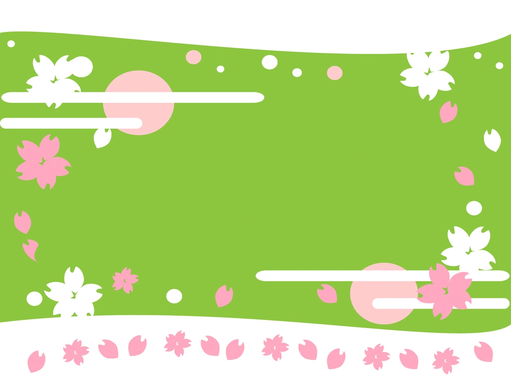 Cherry Blossom and Moon Frame with Yellow Green Background Illustration