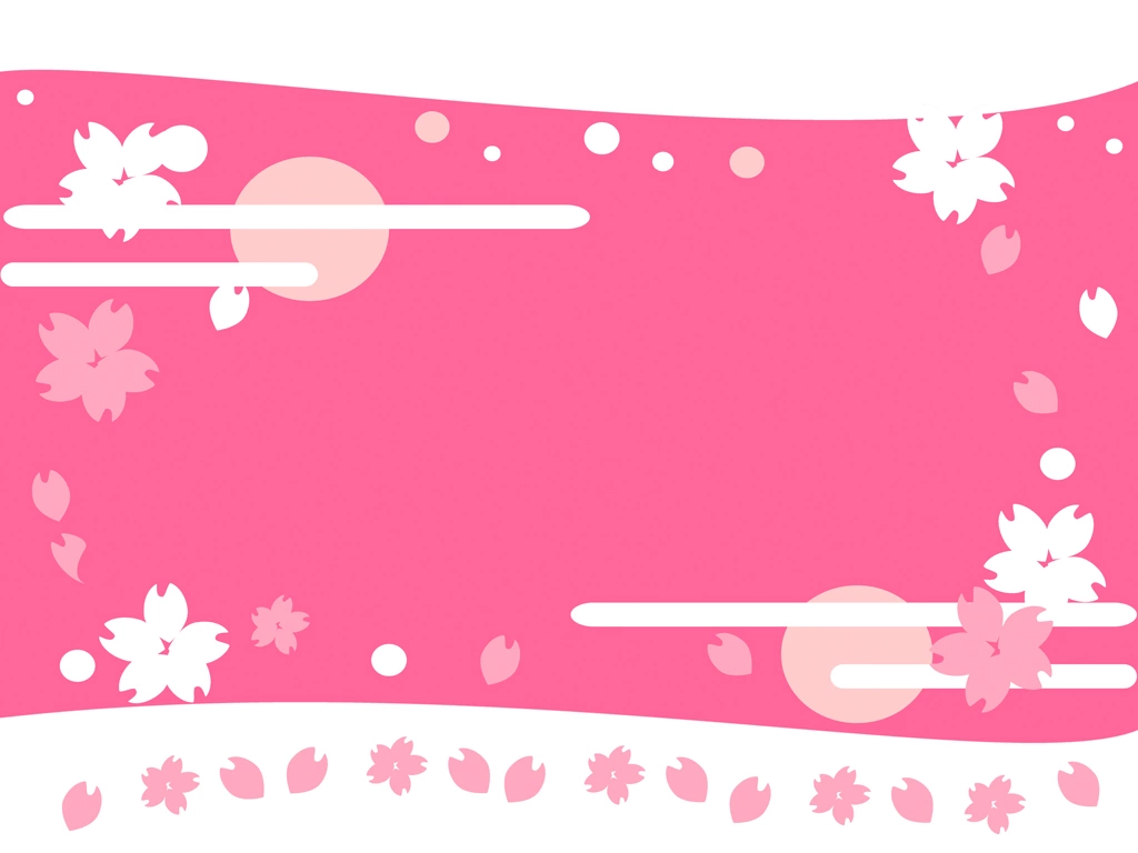 Cherry Blossom and Moon Frame with Pink Background Illustration