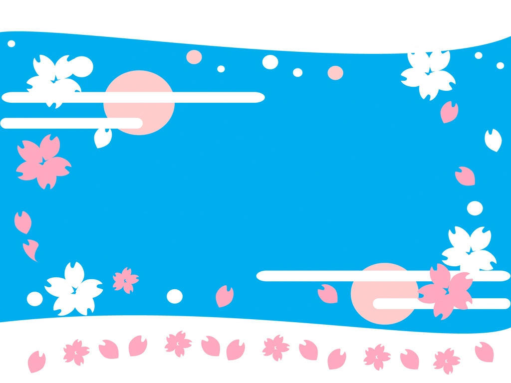 Cherry Blossom and Moon Frame with Light Blue Background Illustration