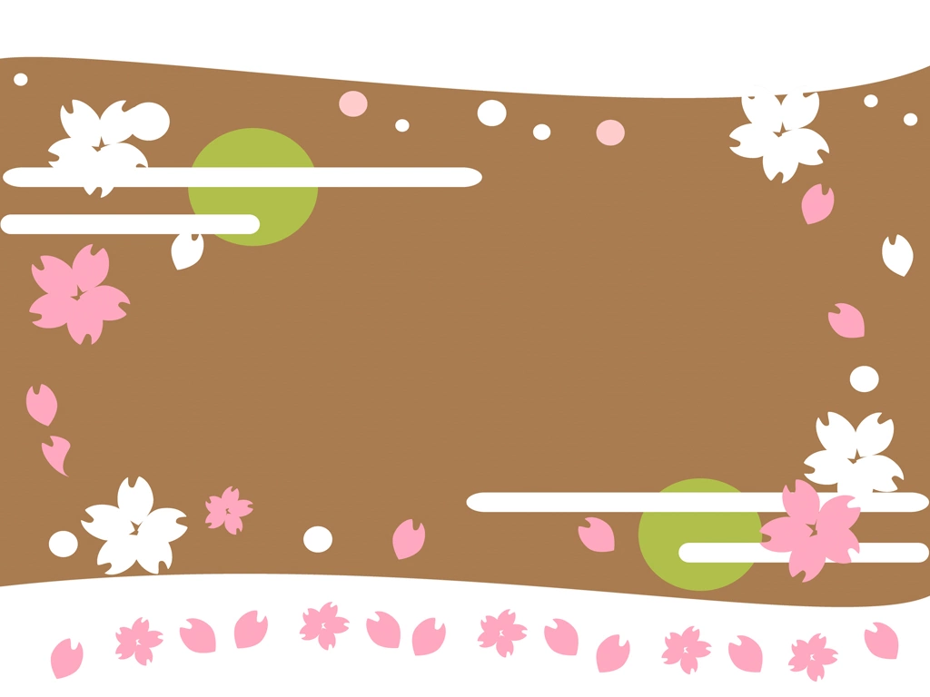 Cherry Blossom and Moon Frame with Brown Background Illustration