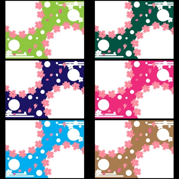 Set of 6 Cherry Blossoms and Circles Background Illustrations and Vectors