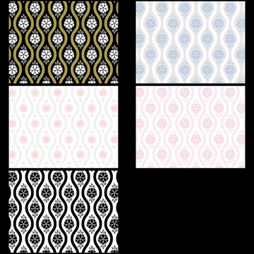 Set of 5 Flower and Tatewaku Pattern Background Illustrations and Vectors