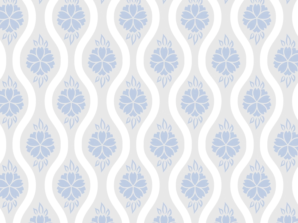 Blue Flower and White Tatewaku Pattern with Black Background Illustration