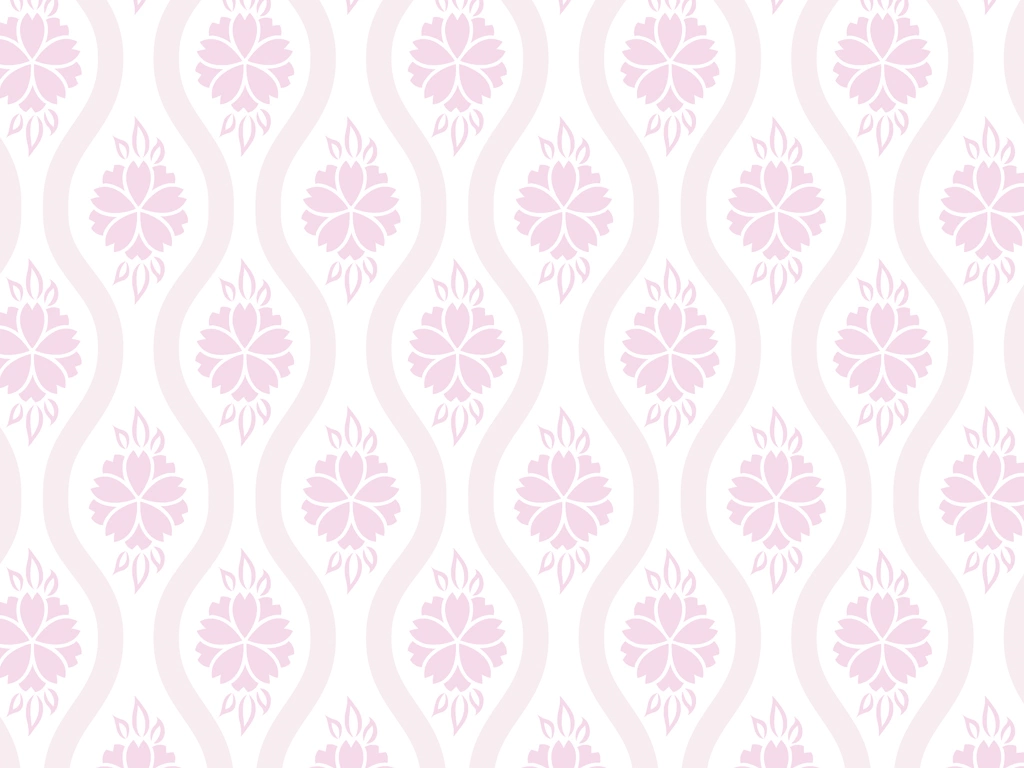 Pink Flower and Tatewaku Pattern with White Background Illustration