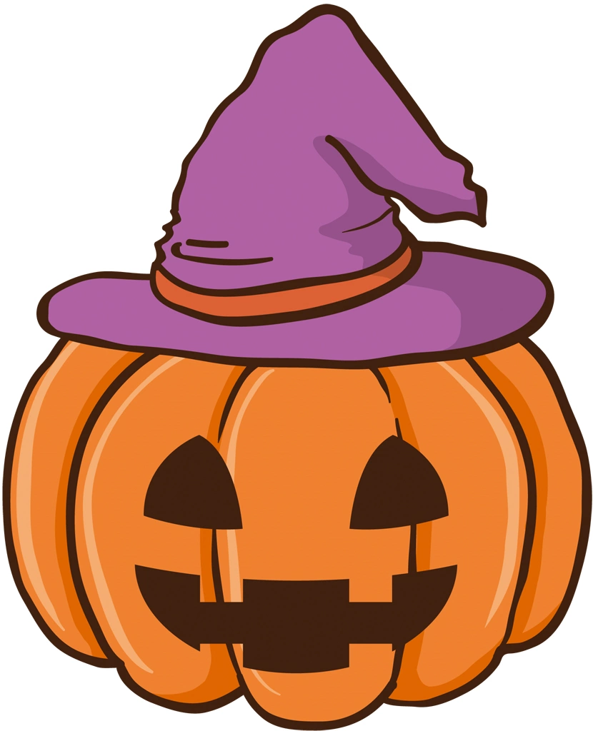 Jack-o'-Lantern with Hat Illustration