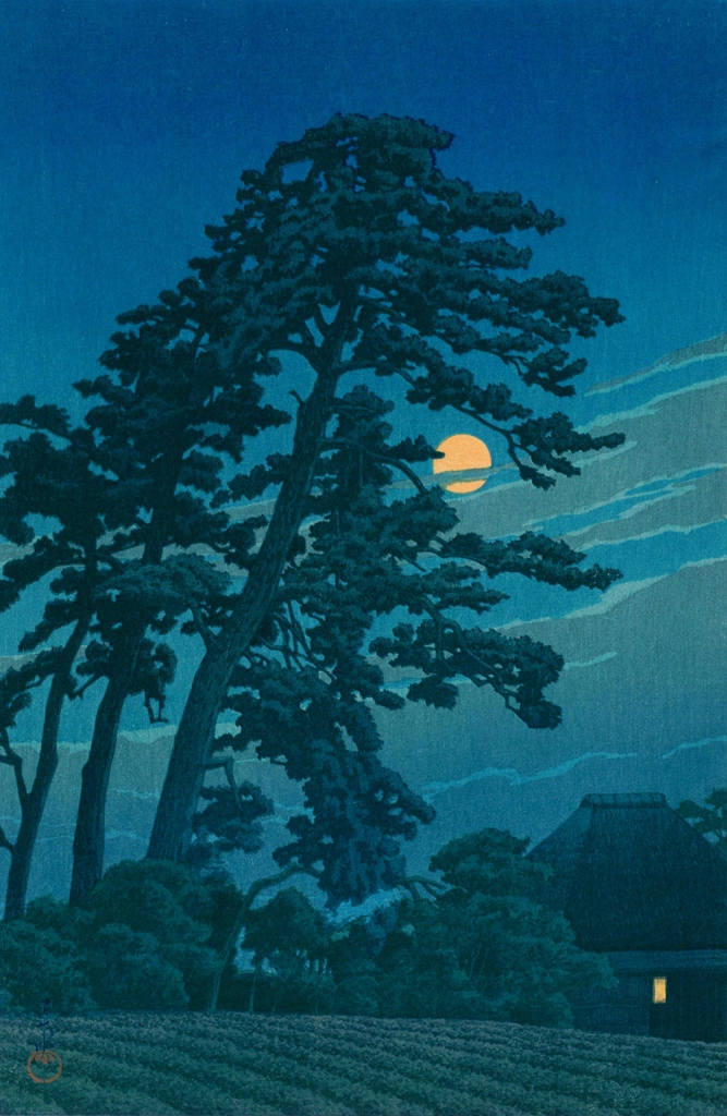 Twenty Views of Tokyo: Moon at Magome by Hasui Kawase from Kawase Hasui Woodblock Print Collection 1