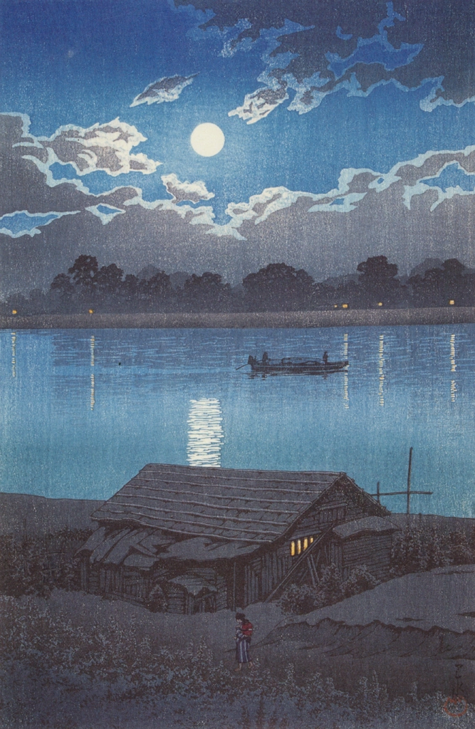 Twenty Views of Tokyo: Moon at the Arakawa River (Akabane) by Hasui Kawase (1929) from Kawase Hasui 130th Anniversary Exhibition Catalogue