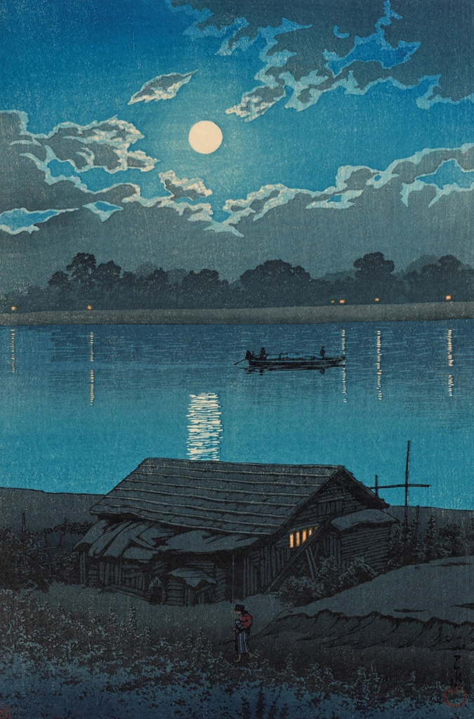 Twenty Views of Tokyo: Moon at the Arakawa River (Akabane) by Hasui Kawase (1929) from Galerie Zacke