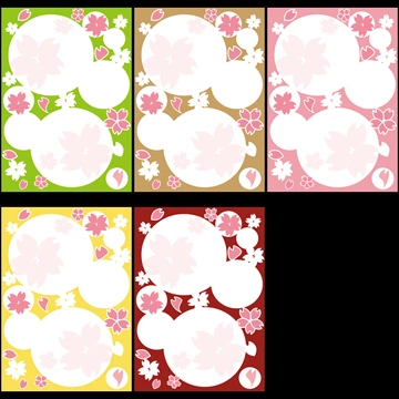 Set of 5 Cherry Blossoms and White Circles Background Illustrations and Vectors