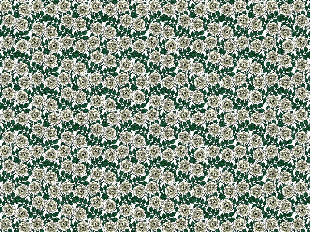 Green Leaves and White Floral Pattern Background Illustration