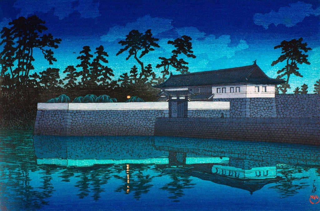 Twenty Views of Tokyo Sakuradamon Gate by Hasui Kawase (1928) from Sotheby's