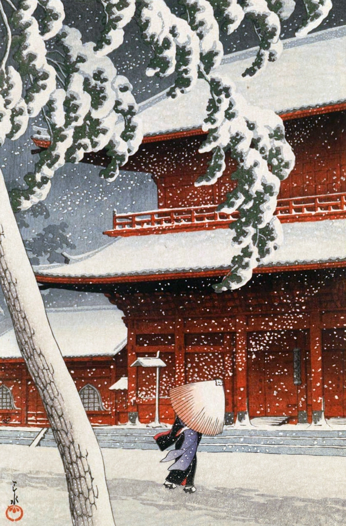 Twenty Views of Tokyo Zojoji Temple in Shiba by Hasui Kawase (1925), from Twelve Subjects of Tokyo