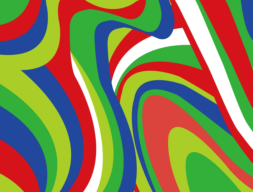 Psychedelic Background in Yellow Green, Blue, Red, Etc Illustration