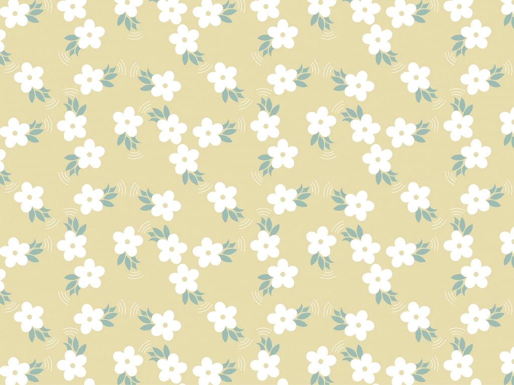 Leafy and Yellow Floral Pattern with Cream Background Illustration