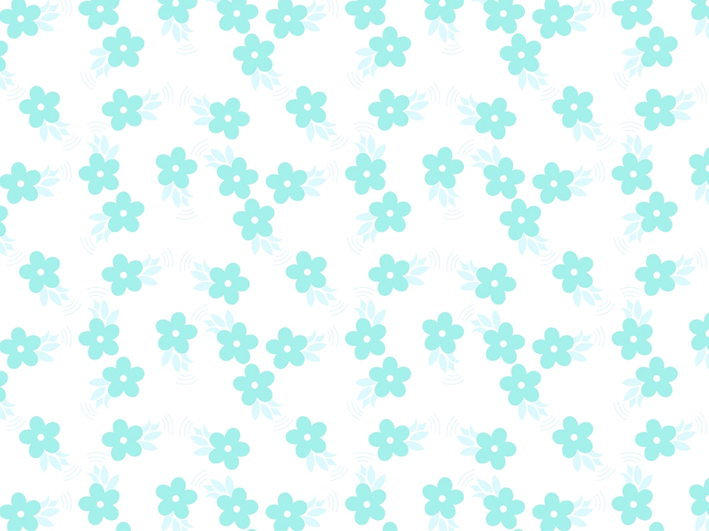 Leafy and Blue Green Floral Pattern with White Background Illustration