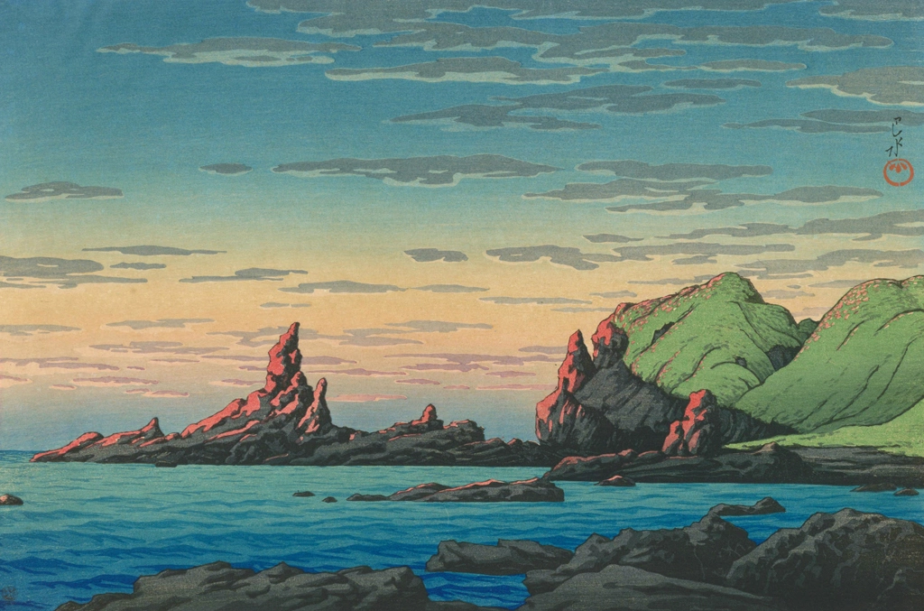 Souvenirs of My Travels, 3rd Series: Ryugashima Island, Oga Peninsula by Hasui Kawase (1925), from Souvenirs of My Travels, 3rd Series