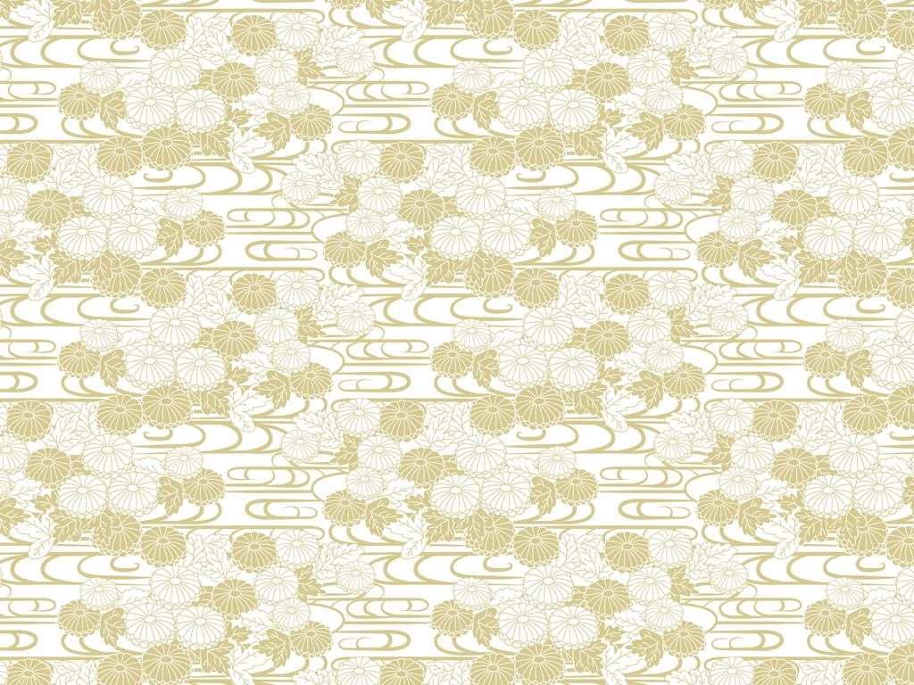 Khaki and White Chrysanthemum and Wave Background Illustration