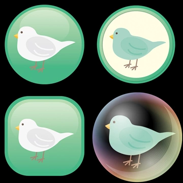 Set of 4 Bird Icon Illustrations and Vectors