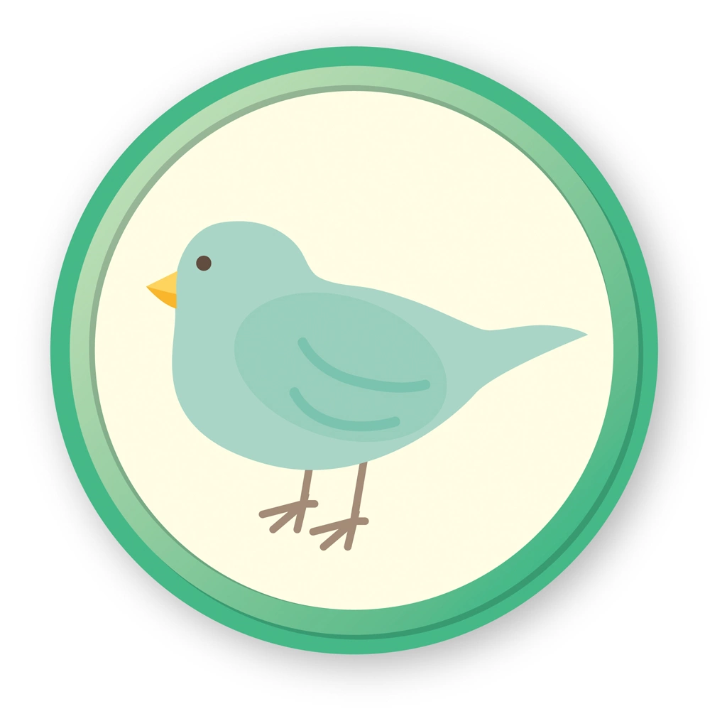 Blue Bird and Ivory Circle Icon Illustration