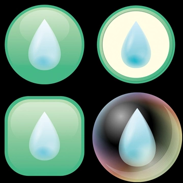 Set of 4 Water Drop Icon Illustrations and Vectors