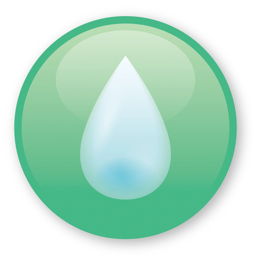 Water Drop and Green Circle Icon Illustration