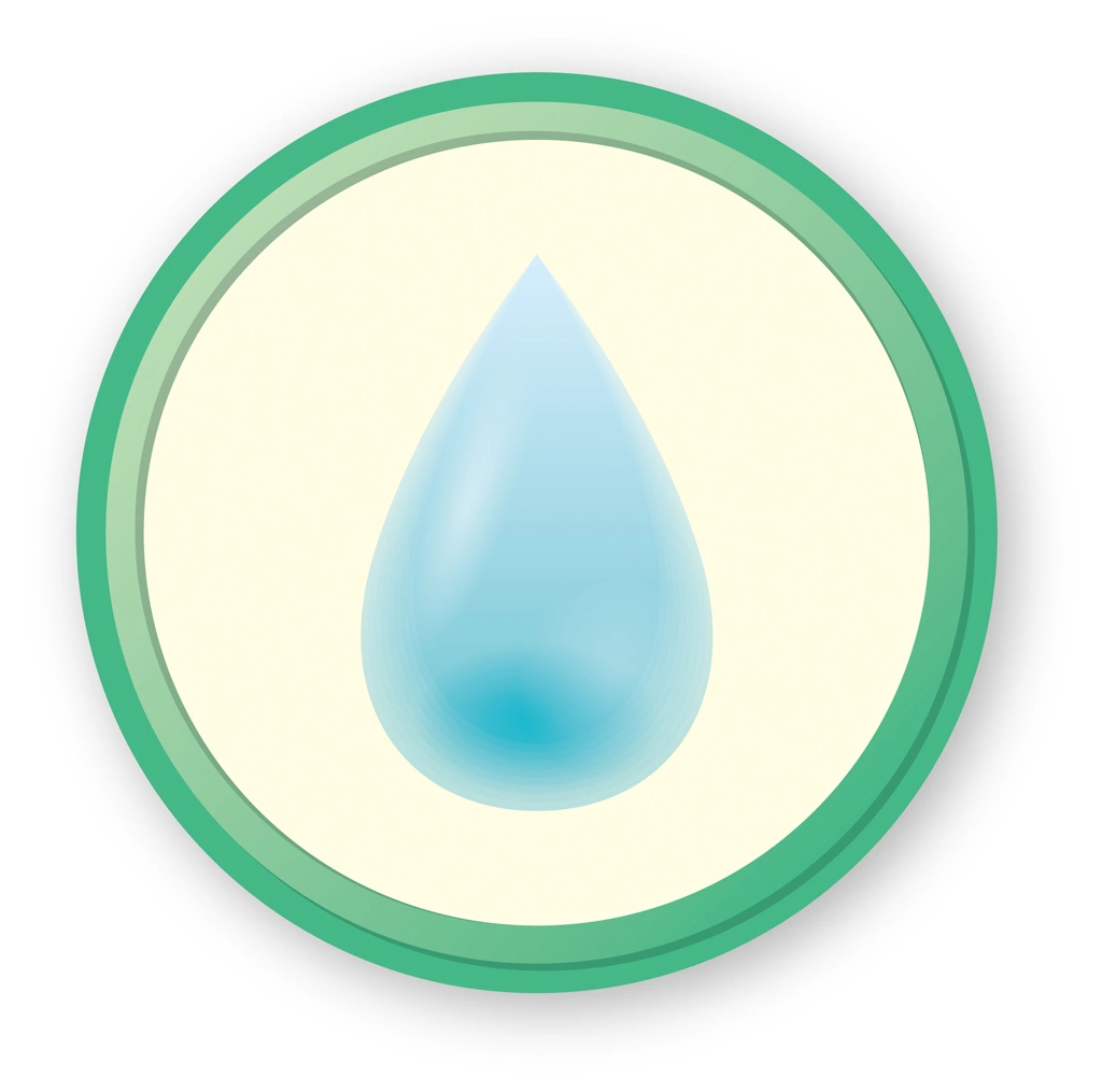 Water Drop and Ivory Circle Icon Illustration