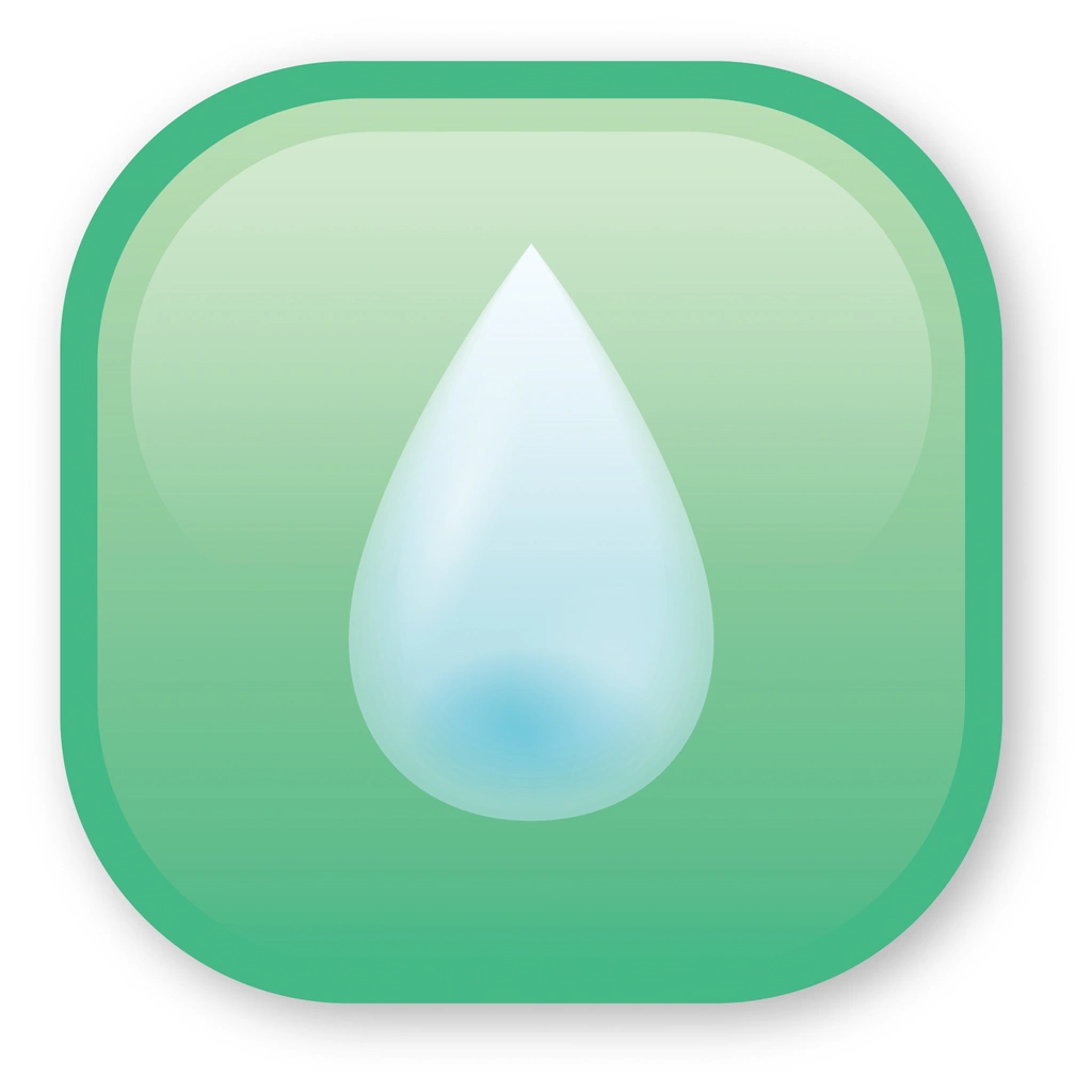 Water Drop and Green Square Icon Illustration