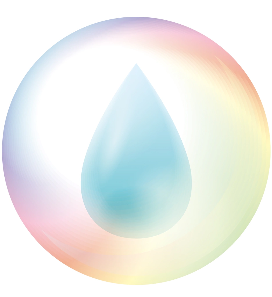 Water Drop and Soap Bubble Icon Illustration