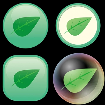 Set of 4 Leaf Icon Illustrations and Vectors